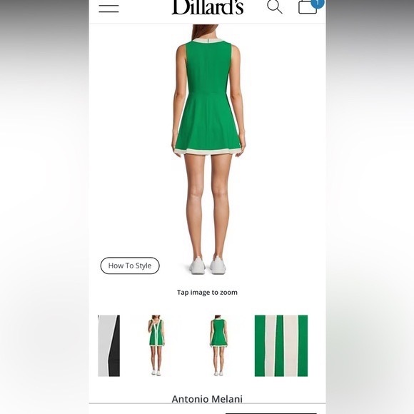 Antonio Melani Green and White Sleeveless Tennis Dress - Picture 2 of 5